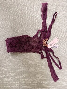 Victoria's Secret Plum Lace Bandeau with Butterfly Accent